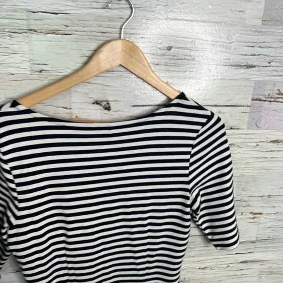 Ann Taylor black striped dress size small midi - Picture 9 of 9